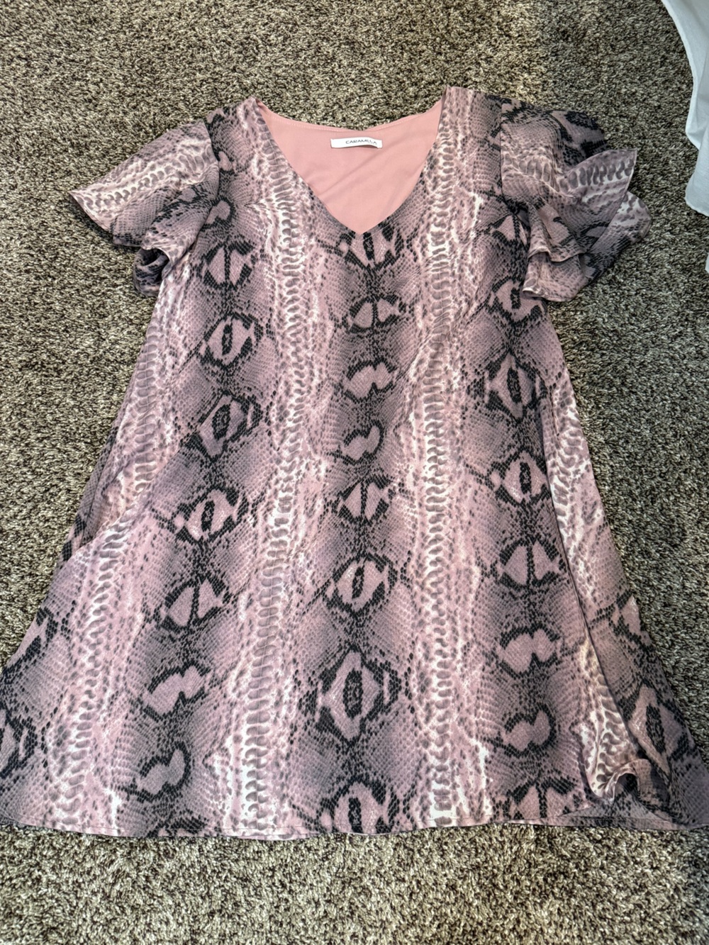 Casual Pink Snake-Print Mini Dress